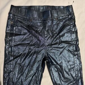New True Religion Shimmery Baby Blue Skinny High Rise Legging Size 28 M